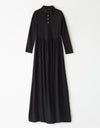 Combination Jersey and Rayon Dress with Satin Collar and Jewel Buttons