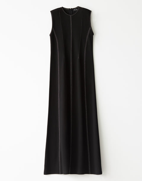 Jersey Sleeveless Maxi Dress with Contrast Stitched Princess Seams