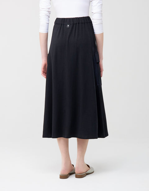 29"-33"-37" Jersey Button Skirt with Elastic Waist and Cargo Pockets