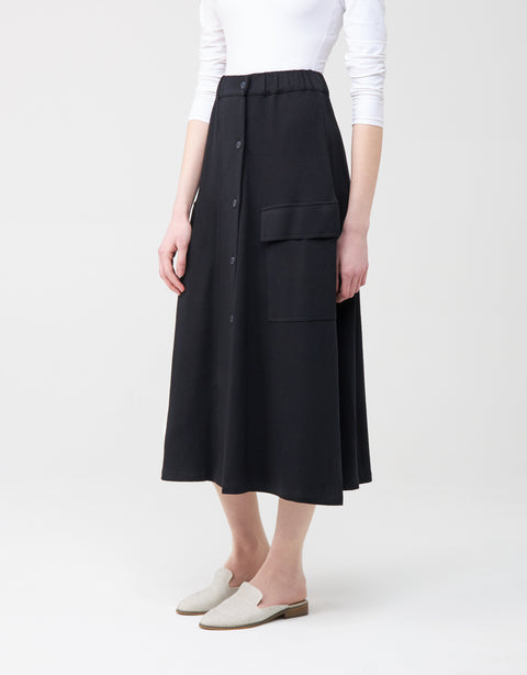 29"-33"-37" Jersey Button Skirt with Elastic Waist and Cargo Pockets