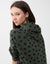 Jersey Zippered Hoodie with Rope Cord Green with Black Dots