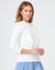 Crew Tee with Ruffled Insets Ivory