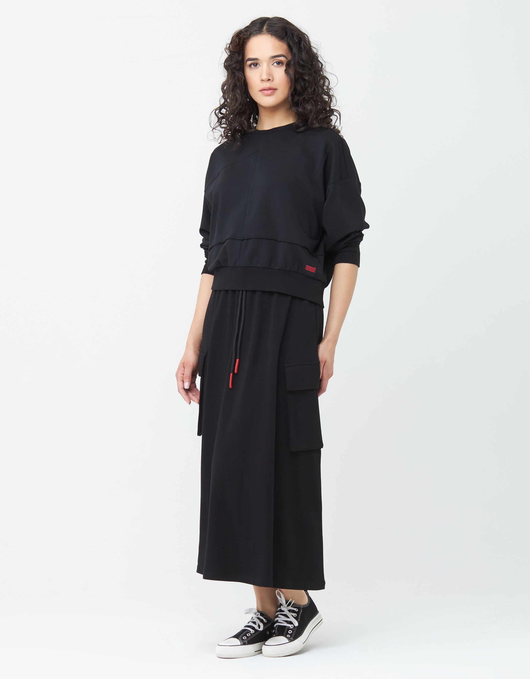 29"-33"-37" Jersey Skirt with Elastic Drawstring Waist and Cargo Pockets