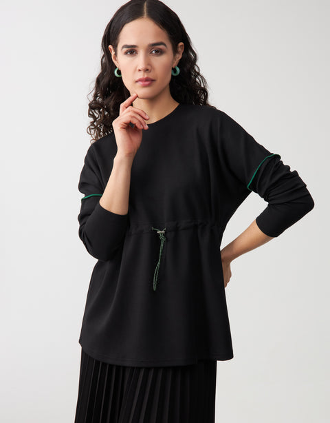 Oversized SuperSoft Jersey Top with Front Drawstring Green