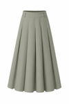 33" Green Grey Pleated Midi Skirt
