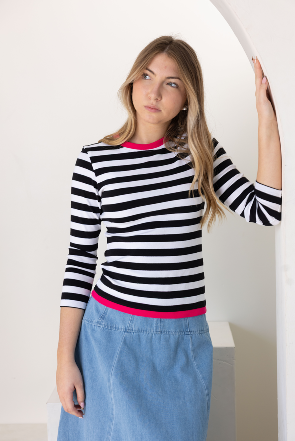 Neon Pink Stripe Top