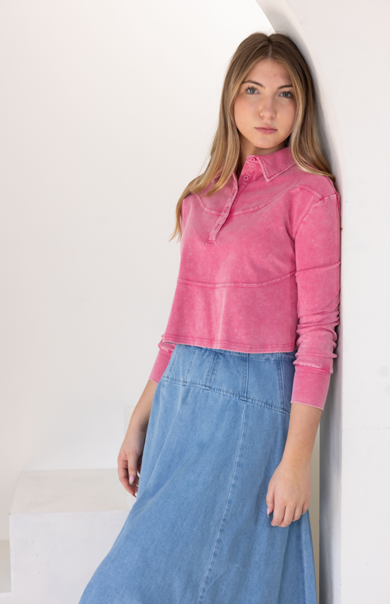 Pink Button Top