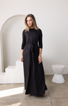 Black Tie Waist Maxi Jumper Dress