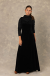 Black Velvet Layered Neck Maxi Dress