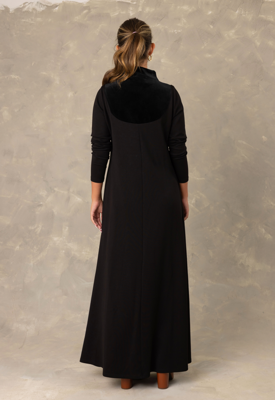 Black Velvet Cowl Neck Maxi Dress