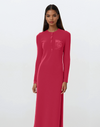 Pink Crochet Pocket Button Down Nightgown Deep