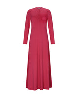 Button Front Nightgown with Crochet PocketFuschia