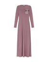 Button Front Nightgown with Satin Pocket and Logo Motif mauve