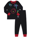 Pima Cotton Fuzzy Flowers Kids Pajamas Legging Playwear Set Black