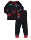 Pima Cotton Fuzzy Flowers Kids Pajamas Legging Playwear Set Black