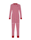 Striped Pima Cotton Kids Tunic Pajamas Legging Set With Sprinkled Heart Red