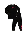 Hearts In A Row Plush Velour Kids Pajamas Legging Set Black Red