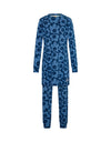 Pima Cotton Kids Tunic Pajamas Legging Set Flower Puffs Blue