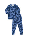 Pima Cotton Kids Pajamas Legging Playwear Set Circle Puffs Blue