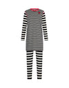 Pima Cotton Kids Tunic Pajamas Legging Set Stitched Seam Multi Stripe Pink