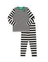 Pima Cotton Kids Pajamas Legging Playwear Set with Stitched Seams Multi Stripe Green