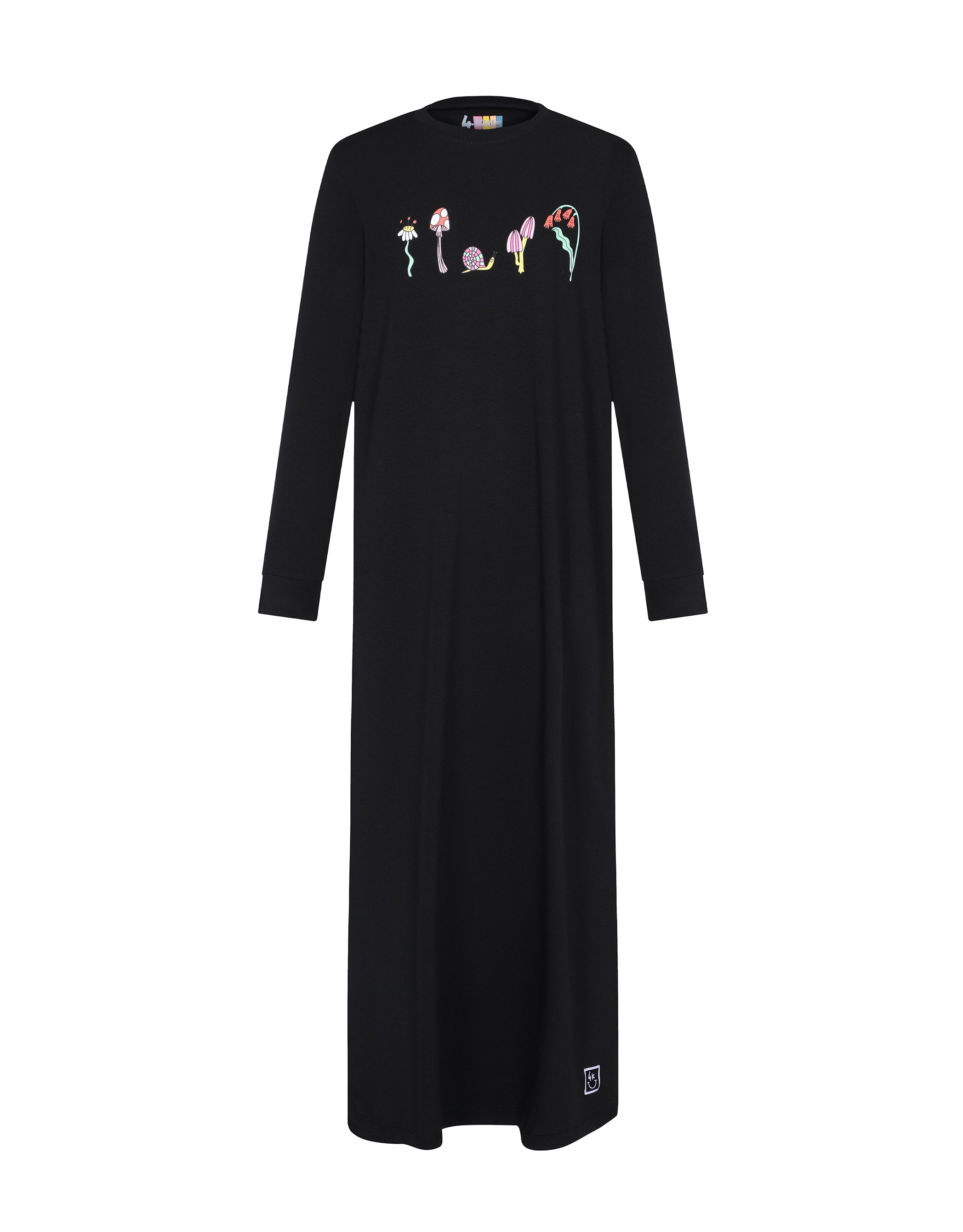 Pima Cotton Mini Mushroom Black Teen Nightgown