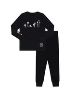 Kids Pima Cotton Mini Mushroom Boy Pajama Set Black