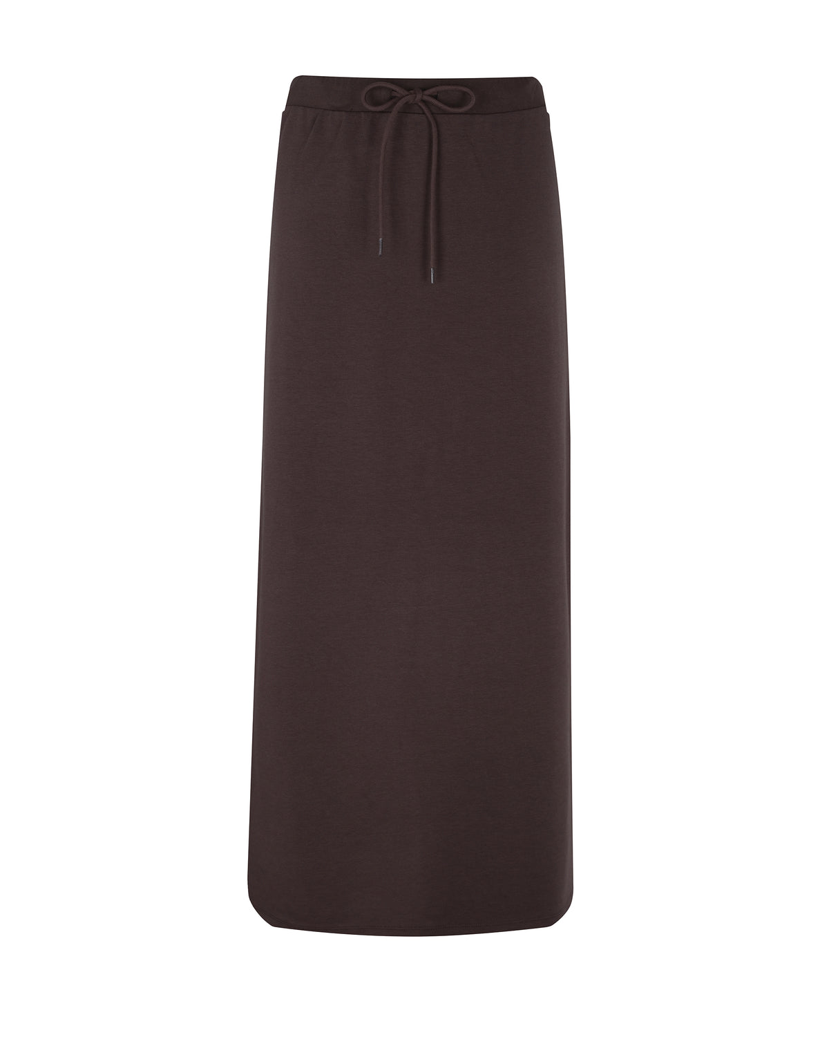 Dark brown maxi skirt with elastic drawstring waistband