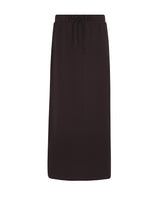 Dark maxi skirt with drawstring waistband and straight silhouette