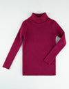 Kids Rib Knit Turtle Neck Sweater Berry Heather