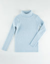Kids Rib Knit Turtle Neck Sweater Light Blue