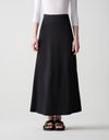 38" Basic Elastic Waist Aline Jersey Skirt Black