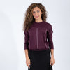 Eggplant Long Sleeve Top With Contrast Stitch Panel Detailing