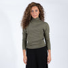 Black/Gold Striped Turtleneck Top With Long Sleeves And Slim Fit