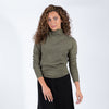 Black/Gold Striped Turtleneck Top With Long Sleeves And Slim Fit