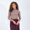 Pink Striped Turtleneck Top With Long Sleeves And Slim Fit