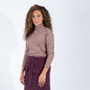 Pink Striped Turtleneck Top With Long Sleeves And Slim Fit