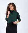 Green Cropped Polo Top With Button Front Detail