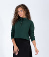 Green Cropped Polo Top With Button Front Detail