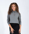 Heather Grey Cropped Polo Top With Button Front Detail