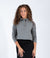 Heather Grey Cropped Polo Top With Button Front Detail