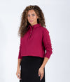 Cherry Cropped Polo Top With Button Front Detail