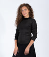 Black Gold Metallic Knit Sweater With Classic Crew Neck