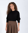 Black Cropped Sweater With Classic Ribbed Detailing
