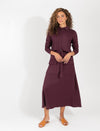 Eggplant Knit Long Sleeve Top With Fitted Waistline
