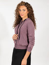 Soft- Washed Plum Zip-up Hoodie With Ribbed Details