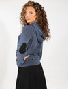 Soft- Washed Navy Zip-up Hoodie With Ribbed Details