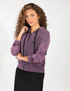 Pink Wash Zip-Up Hoodie With Ribbed Details