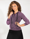 Pink Wash Zip-Up Hoodie With Ribbed Details