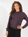 Plum Pullover Hoodie With Soft Fabric, Kangaroo Pocket